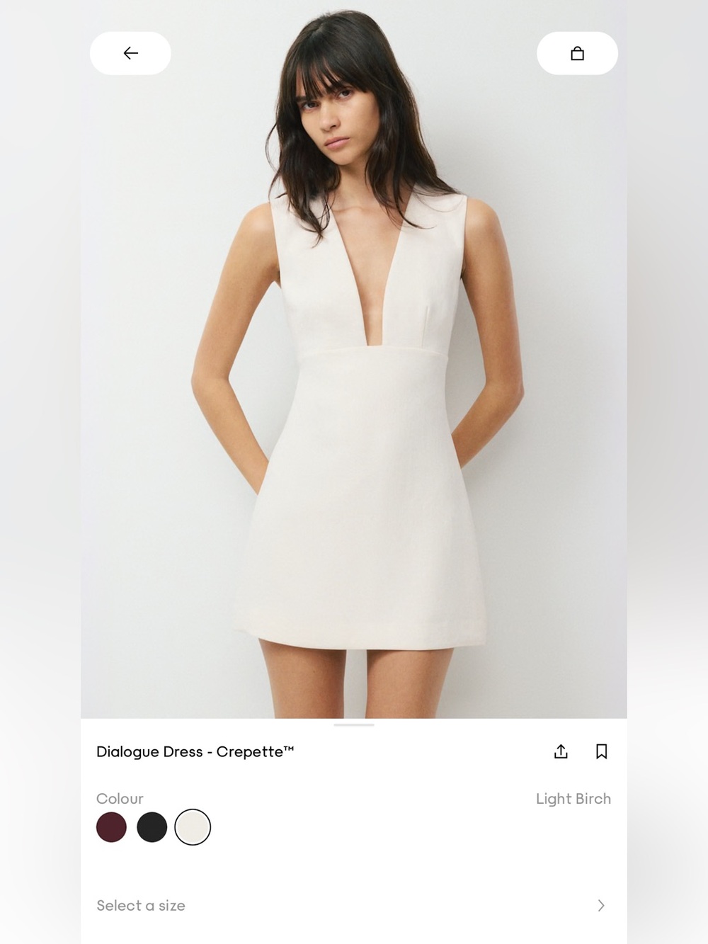 New with tags Aritzia Light Birch Deep V Mini Dress